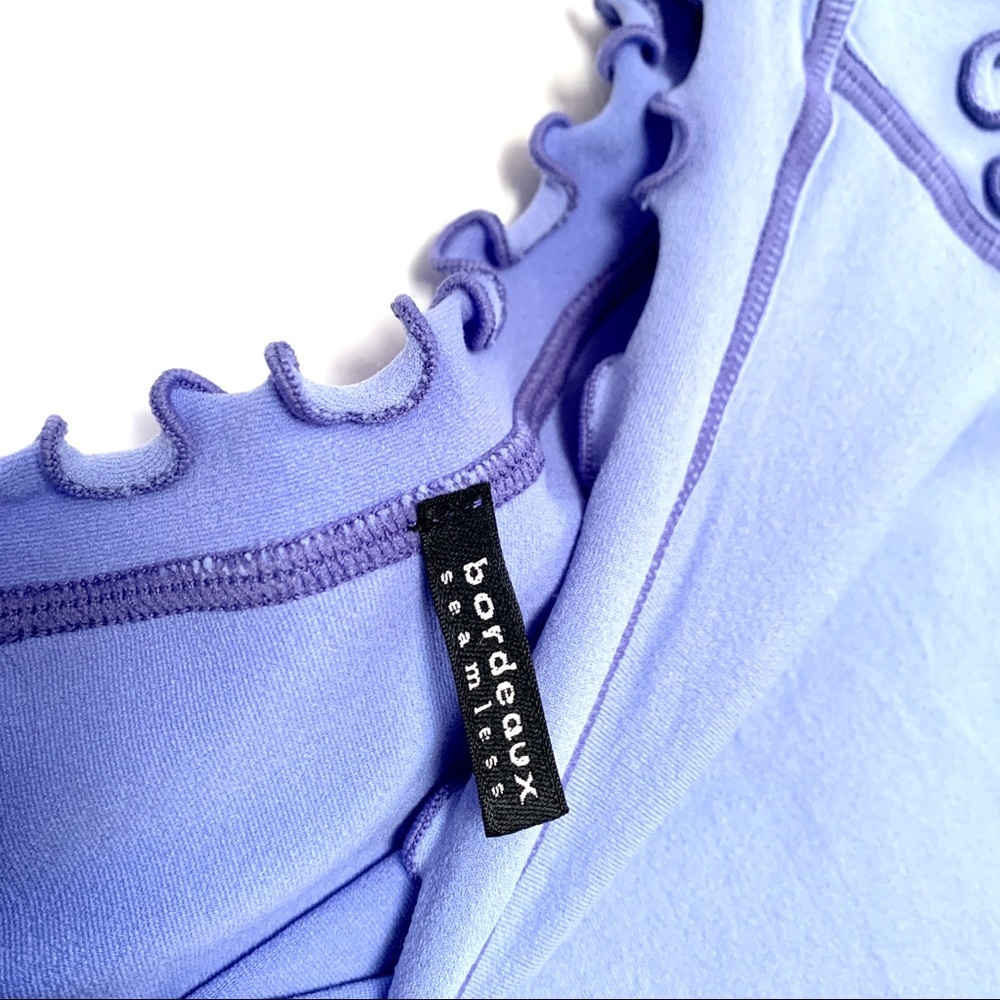 Anthropologie Bordeaux Periwinkle Stretch Tank with Ruffled lettuce edge seams 💜